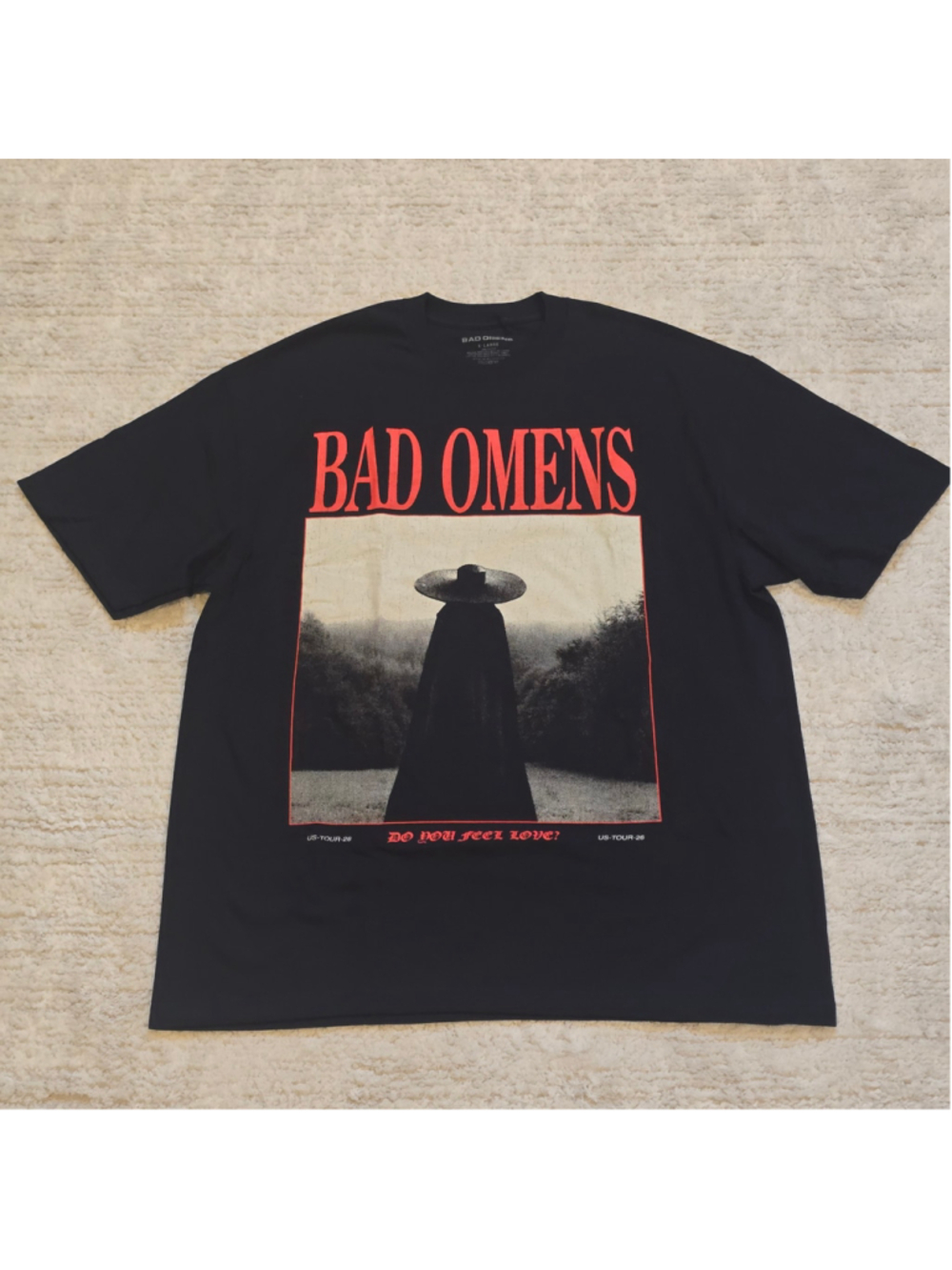 Men's Bad Omens Graphic Tour T-Shirt Black Red Size XL